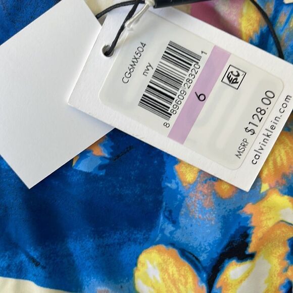 Calvin Klein Printed Zip Starburst Swimsuit-blue-6 - Picture 6 of 6